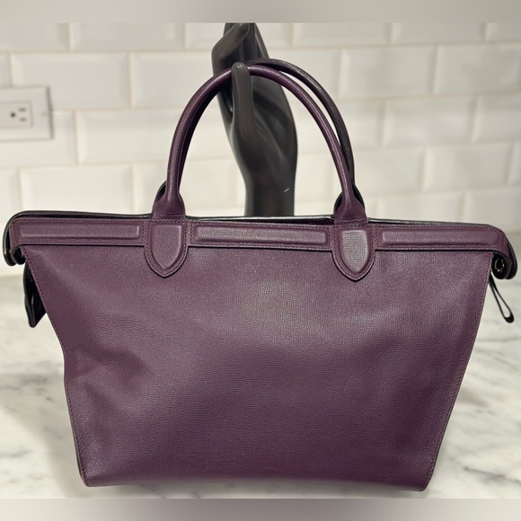Authentic Longchamp Le Pliage Heritage Top Handle Bag in purple / maroon - Picture 6 of 12